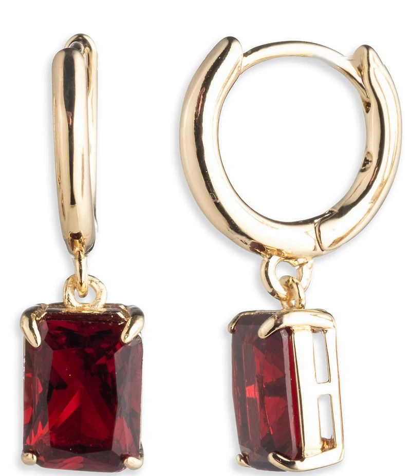 Lauren Ralph Lauren Gold Tone Stone Drop Huggie Hoop Earrings