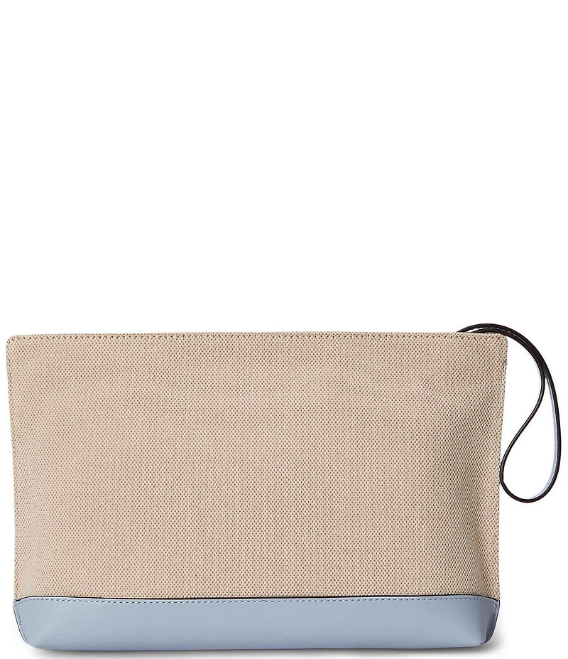 Lauren Ralph Lauren Golden Retriever Embroidered Canvas Zip Pouch
