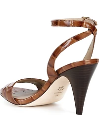 Lauren Ralph Lauren Gracy Leather Croco Ankle Wrap Sandals