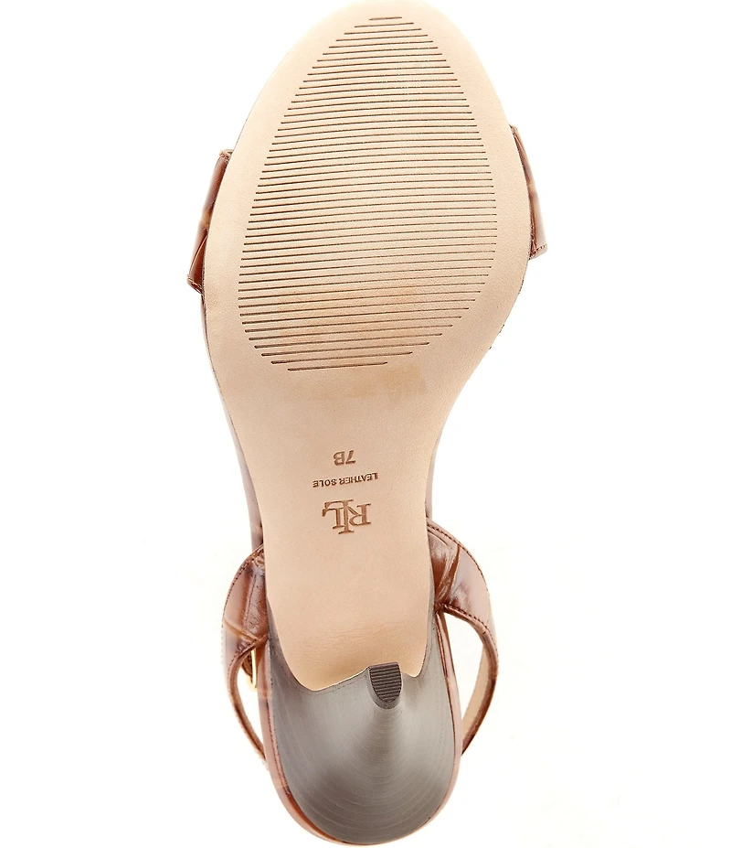 Lauren Ralph Lauren Gracy Leather Croco Ankle Wrap Sandals
