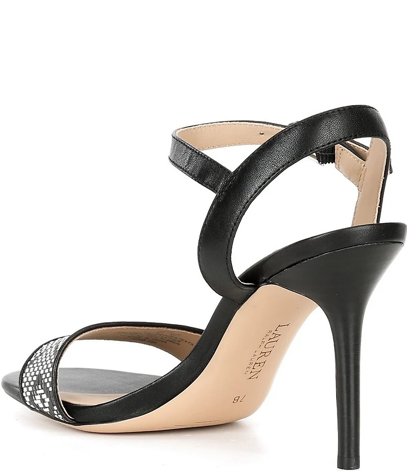 Lauren Ralph Lauren Gwen Leather and Woven Straw Dress Sandals