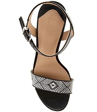 Lauren Ralph Lauren Gwen Leather and Woven Straw Dress Sandals