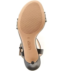 Lauren Ralph Lauren Gwen Leather and Woven Straw Dress Sandals