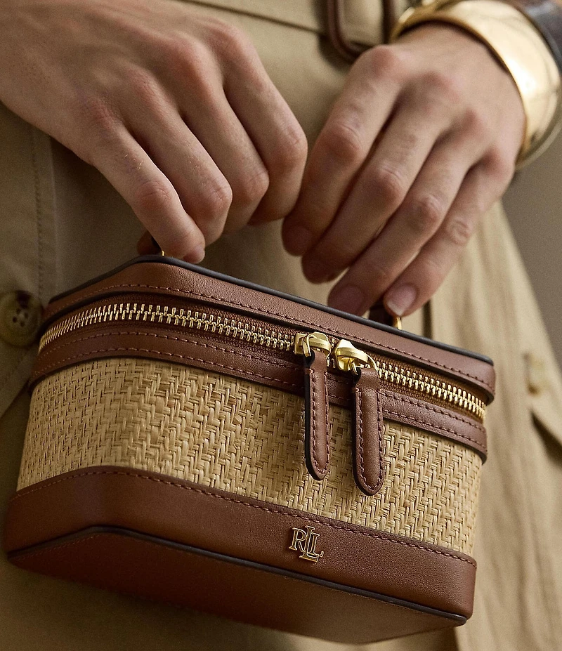 Lauren Ralph Lauren Hallee Raffia Vanity Crossbody Bag