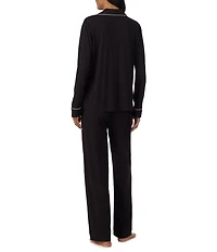 Lauren Ralph Lauren Hammond Solid Long Sleeve Notch Collar Knit Long Pajama Set
