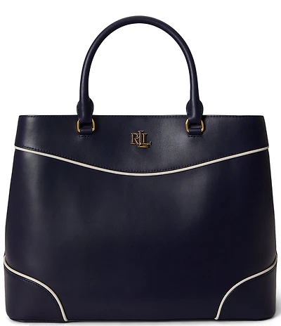 Lauren Ralph Lauren Herringbone Woven Large Marcy 36 Satchel Bag