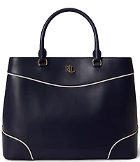 Lauren Ralph Lauren Herringbone Woven Large Marcy 36 Satchel Bag