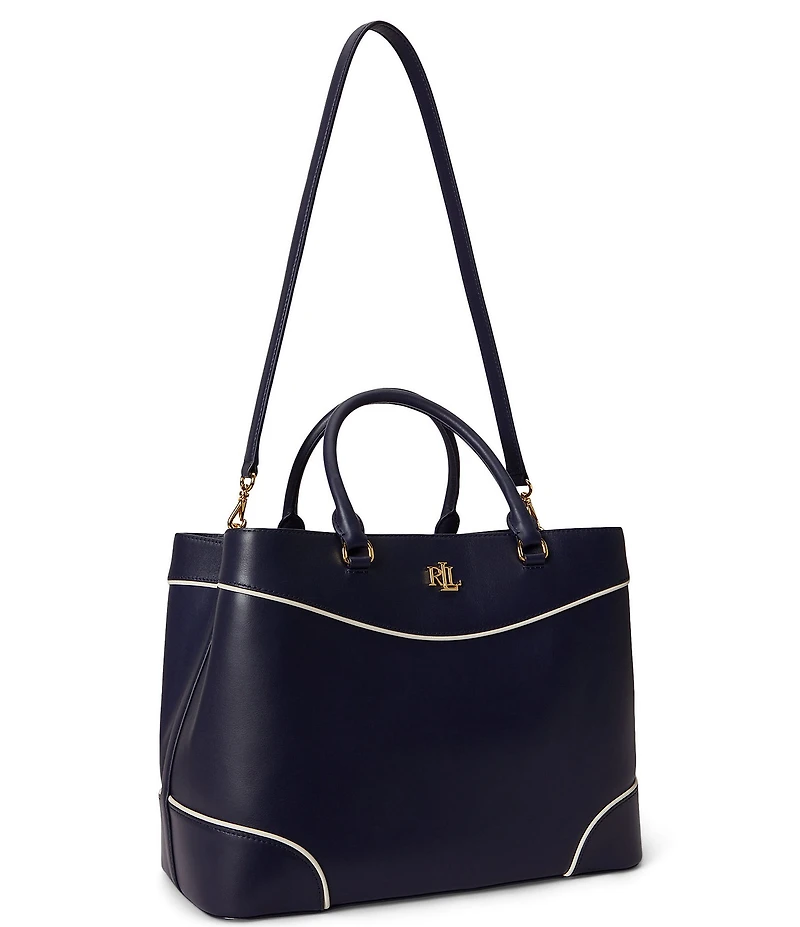 Lauren Ralph Lauren Herringbone Woven Large Marcy 36 Satchel Bag