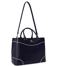 Lauren Ralph Lauren Herringbone Woven Large Marcy 36 Satchel Bag