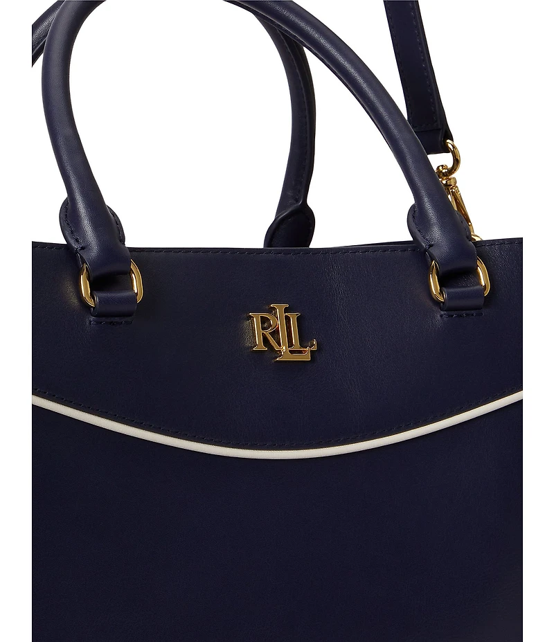 Lauren Ralph Lauren Herringbone Woven Large Marcy 36 Satchel Bag