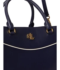 Lauren Ralph Lauren Herringbone Woven Large Marcy 36 Satchel Bag