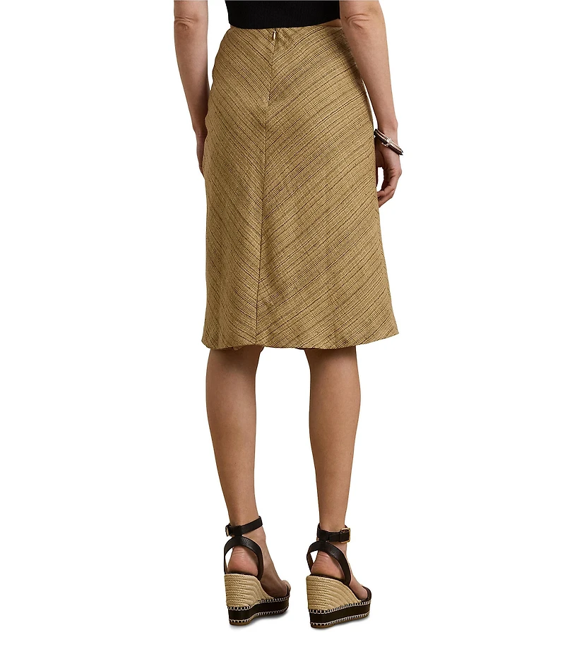 Lauren Ralph Lauren Herrington Bone A-Line Cotton Blend Tweed Midi Skirt
