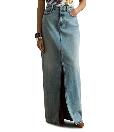 Lauren Ralph Lauren High Rise Maxi Denim Skirt