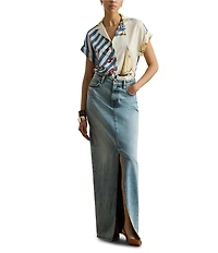 Lauren Ralph Lauren High Rise Maxi Denim Skirt