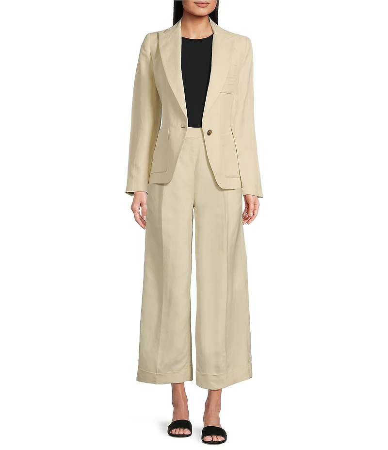 Lauren Ralph Lauren High Rise Pleated Cropped Wide Leg Pants