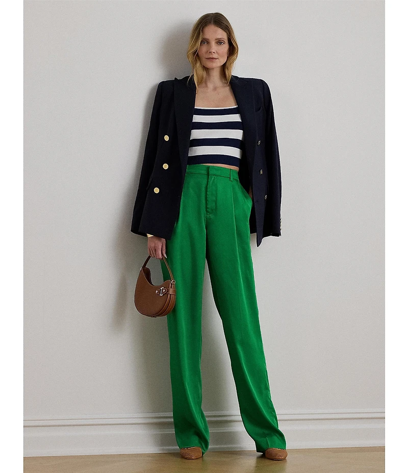 Lauren Ralph Lauren High Rise Pleated Twill Tapered Pants