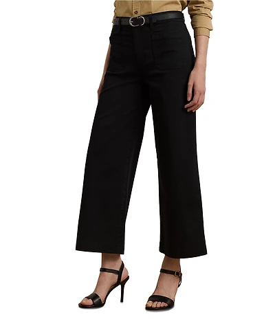 Lauren Ralph Lauren High Rise Stretch Cotton Chino Wide Leg Cropped Pants