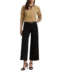 Lauren Ralph Lauren High Rise Stretch Cotton Chino Wide Leg Cropped Pants