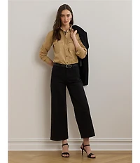 Lauren Ralph Lauren High Rise Stretch Cotton Chino Wide Leg Cropped Pants