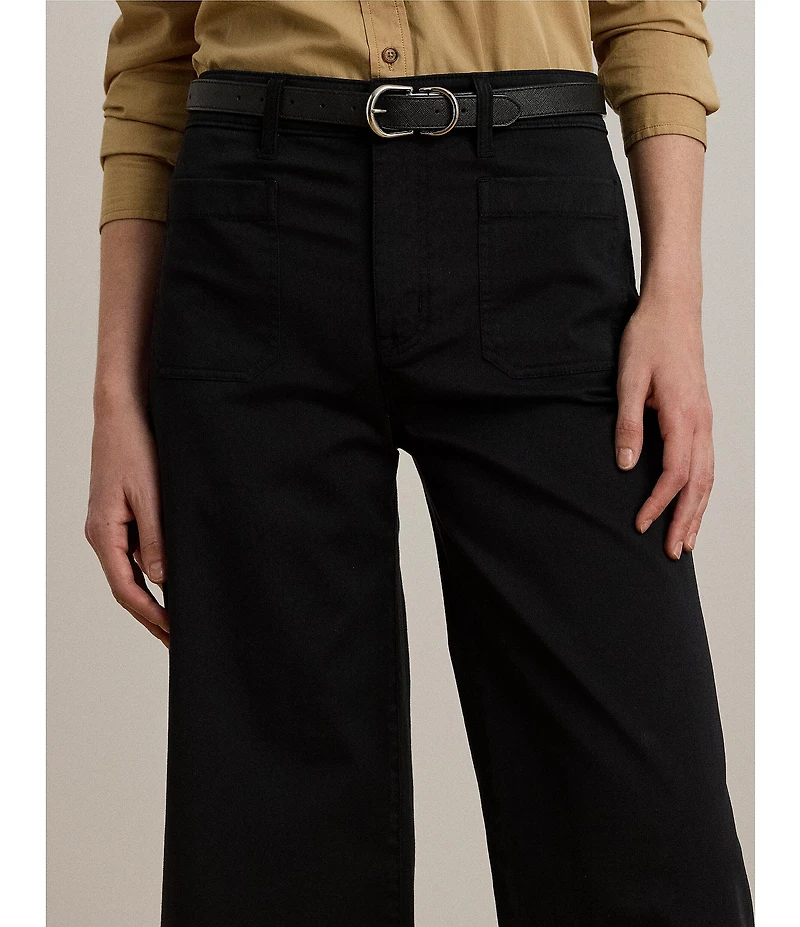 Lauren Ralph Lauren High Rise Stretch Cotton Chino Wide Leg Cropped Pants