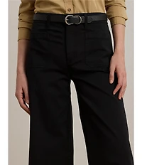 Lauren Ralph Lauren High Rise Stretch Cotton Chino Wide Leg Cropped Pants