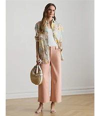 Lauren Ralph Lauren High Rise Wide Leg Crop Length Jeans