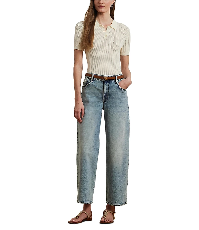 Lauren Ralph Lauren High-Rise Wide Leg Cropped Jeans
