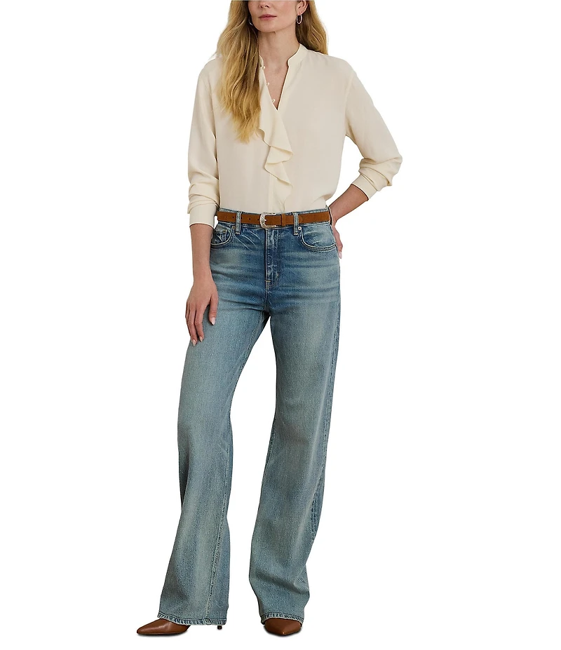 Lauren Ralph Lauren High Rise Wide Leg Denim Jeans