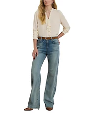 Lauren Ralph Lauren High Rise Wide Leg Denim Jeans