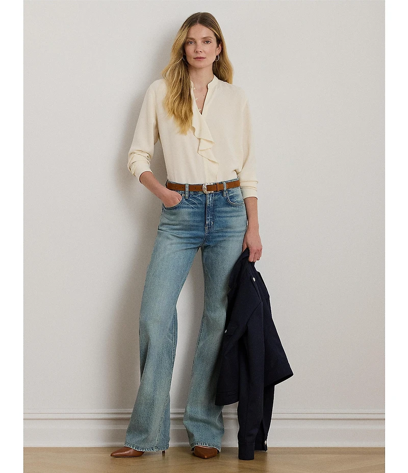 Lauren Ralph Lauren High Rise Wide Leg Denim Jeans