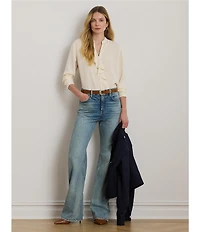 Lauren Ralph Lauren High Rise Wide Leg Denim Jeans