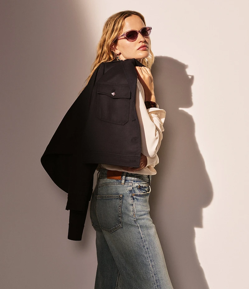 Lauren Ralph Lauren High Rise Wide Leg Denim Jeans
