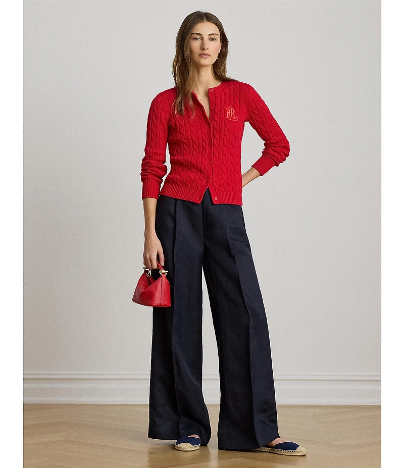 Lauren Ralph Lauren High Rise Wide Leg Full Length Pants