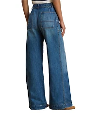 Lauren Ralph Lauren High Rise Wide Leg Patch Pocket Denim Jeans