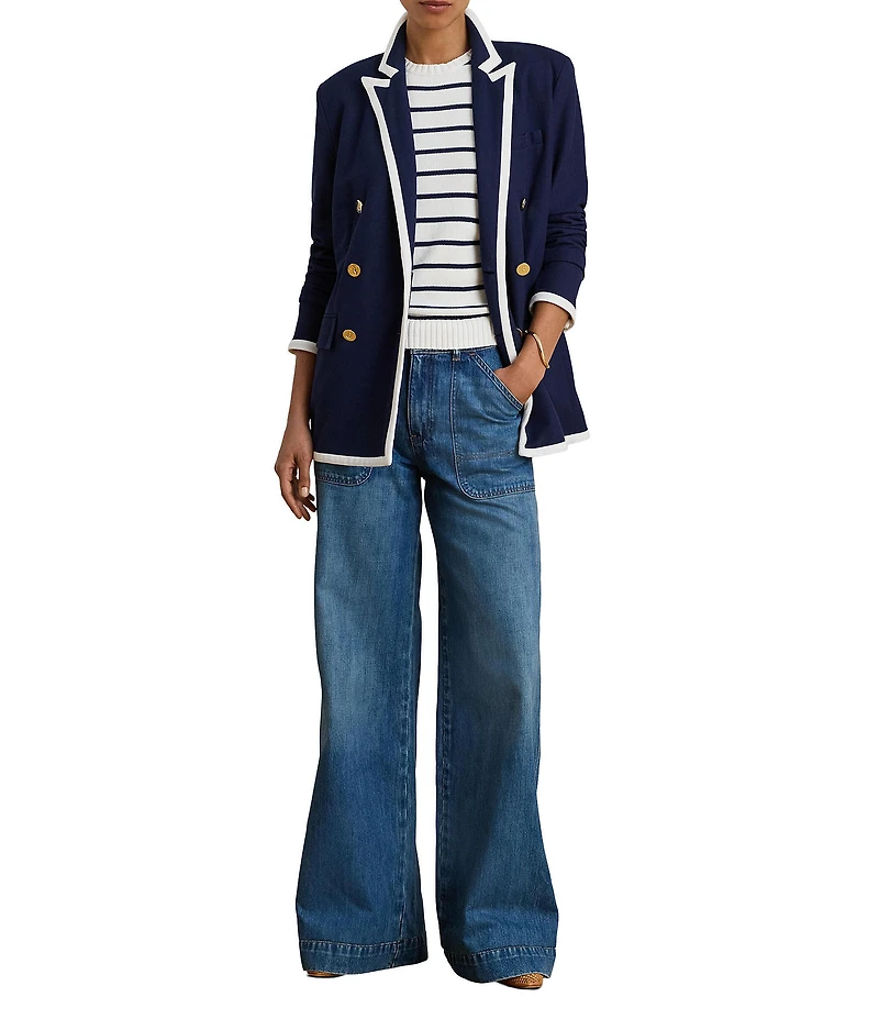 Lauren Ralph Lauren High Rise Wide Leg Patch Pocket Denim Jeans