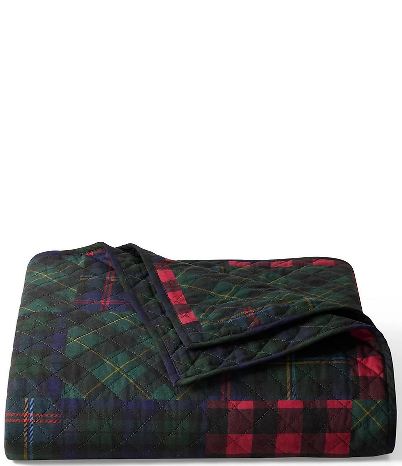 Lauren Ralph Lauren Holiday Collection Hadley Plaid Soft Cotton Diamond-Stitch Reversible Quilt