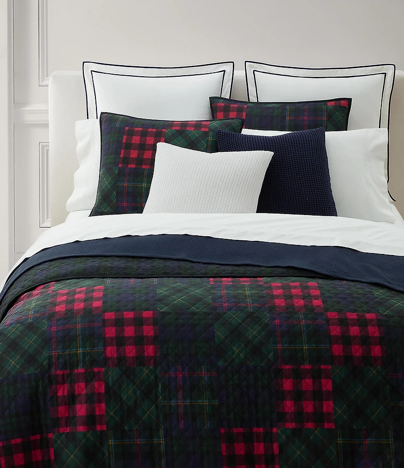 Lauren Ralph Lauren Holiday Collection Hadley Plaid Soft Cotton Diamond-Stitch Reversible Quilt