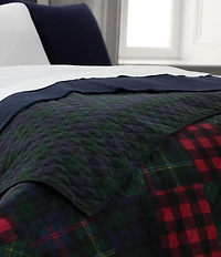Lauren Ralph Lauren Holiday Collection Hadley Plaid Soft Cotton Diamond-Stitch Reversible Quilt