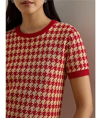 Lauren Ralph Lauren Houndstooth Jacquard Crew Neck Short Sleeve Sweater Top