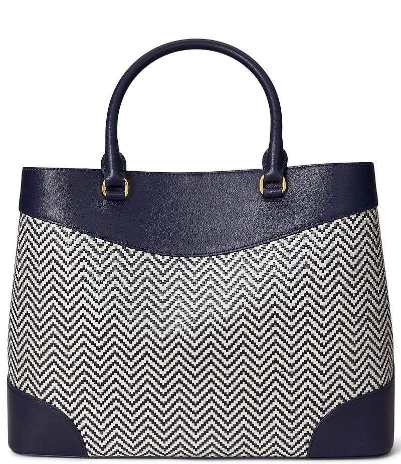 Lauren Ralph Lauren Marcy Large Houndstooth Woven Satchel Bag
