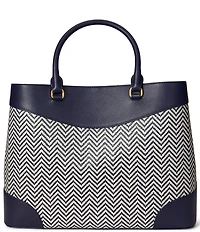 Lauren Ralph Lauren Marcy Large Houndstooth Woven Satchel Bag