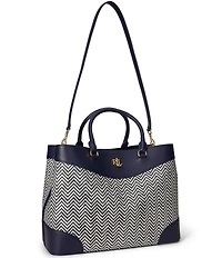 Lauren Ralph Lauren Marcy Large Houndstooth Woven Satchel Bag