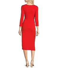 Lauren Ralph Lauren Imalah Ribbed Knit Midi Sheath Dress