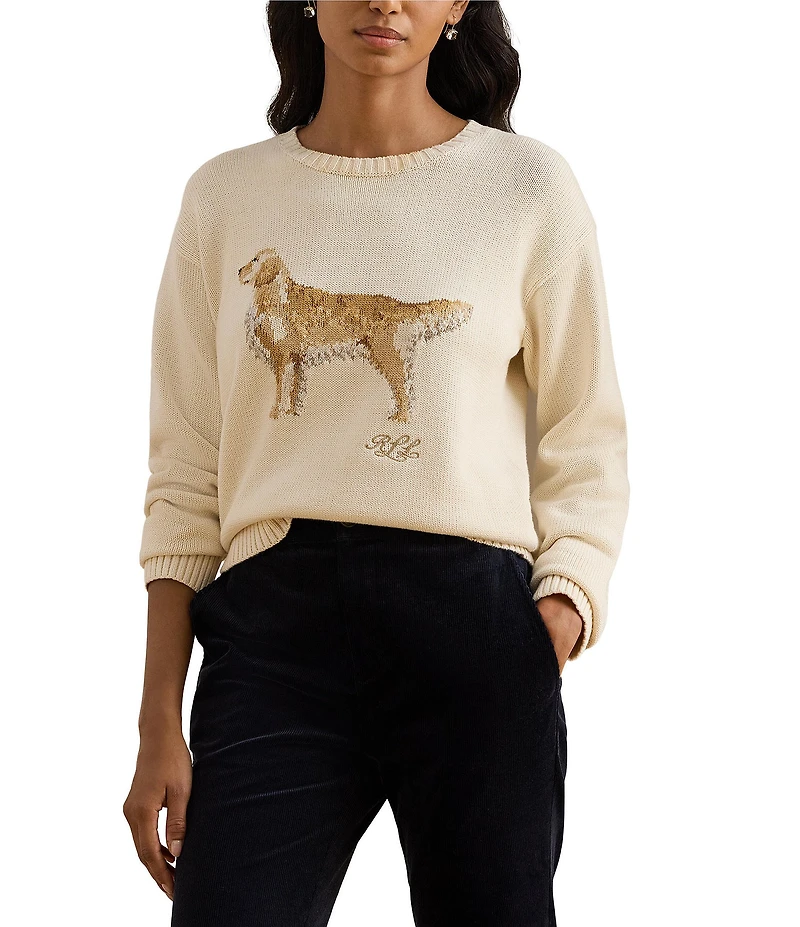 Lauren Ralph Lauren Intarsia-Knit Gold Retriever Sweater