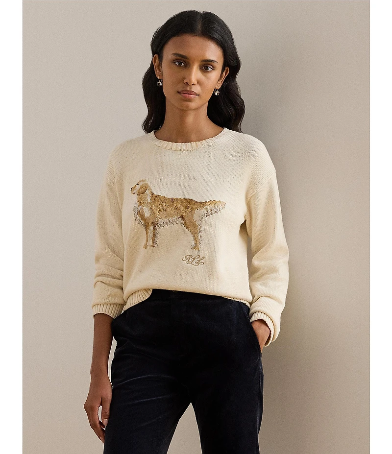 Lauren Ralph Lauren Intarsia-Knit Gold Retriever Sweater
