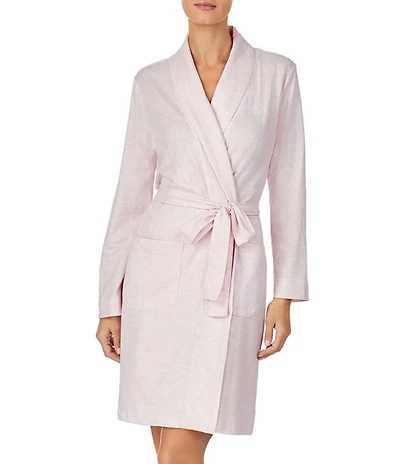 Lauren Ralph Lauren Jacquard Herringbone Knit Short Wrap Robe