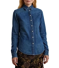 Lauren Ralph Lauren Classic Fit Denim Point Collar Long Sleeve Button Front Shirt