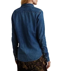 Lauren Ralph Lauren Classic Fit Denim Point Collar Long Sleeve Button Front Shirt