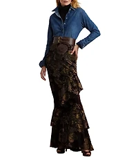 Lauren Ralph Lauren Classic Fit Denim Point Collar Long Sleeve Button Front Shirt