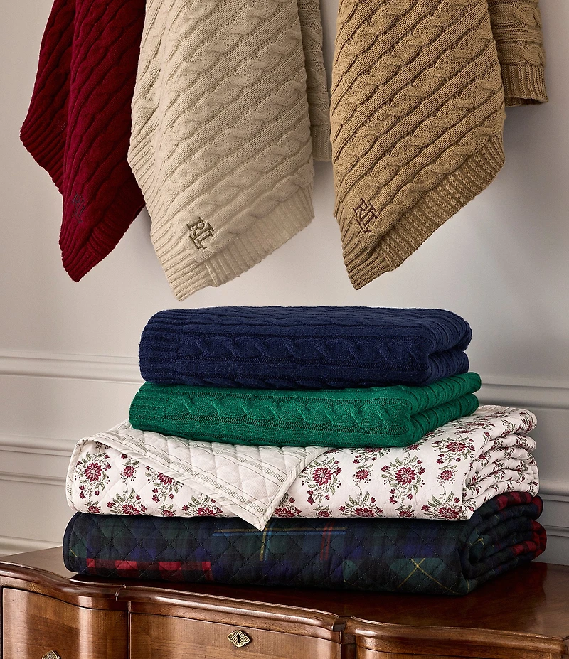 Lauren Ralph Lauren Jamie Cable Knit Throw Blanket